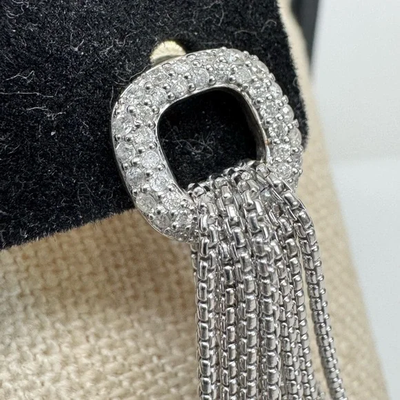 David Yurman Diamond Cushion Dangle Drop Box Chains Tassel Earrings .925/14K - Picture 4 of 8